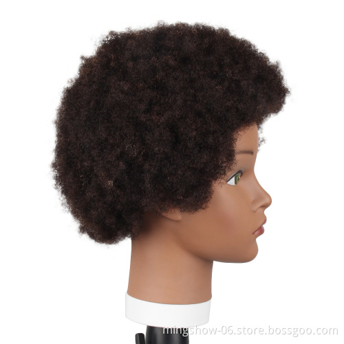 100% human hair black african mannequin training head mannequin for hairdresser